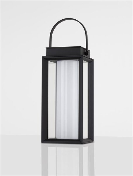 NV 9002862 Venkovní stolní lampa VERHAAL černý hliník a čiré sklo LED 2W 3000K 3,7V 360st. IP54 solární / USB kabel / vypínač na těle - NOVA LUCE