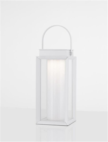 NV 9002861 Venkovní stolní lampa VERHAAL bílý hliník a čiré sklo LED 2W 3000K 3,7V 360st. IP54 solární / USB kabel / vypínač na těle - NOVA LUCE