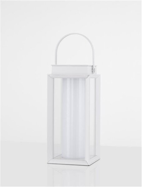 NV 9002861 Venkovní stolní lampa VERHAAL bílý hliník a čiré sklo LED 2W 3000K 3,7V 360st. IP54 solární / USB kabel / vypínač na těle - NOVA LUCE
