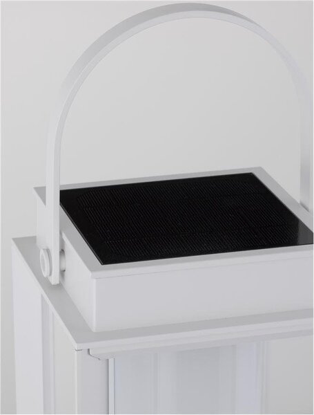 NV 9002861 Venkovní stolní lampa VERHAAL bílý hliník a čiré sklo LED 2W 3000K 3,7V 360st. IP54 solární / USB kabel / vypínač na těle - NOVA LUCE