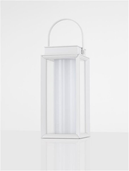 NV 9002861 Venkovní stolní lampa VERHAAL bílý hliník a čiré sklo LED 2W 3000K 3,7V 360st. IP54 solární / USB kabel / vypínač na těle - NOVA LUCE