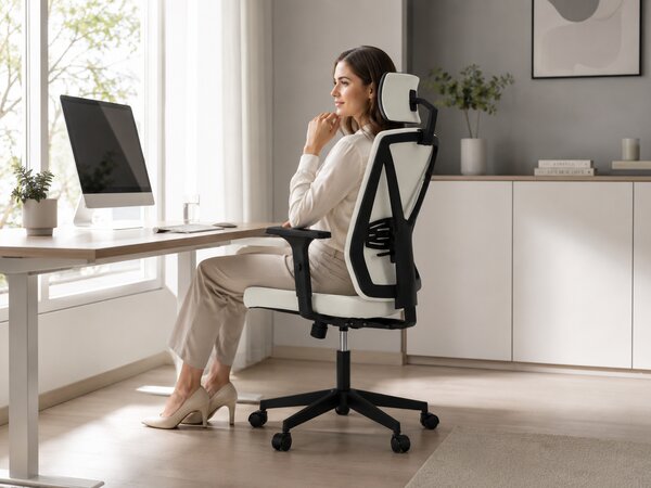 Ergonomická kancelářská židle ARLO - béžová látka