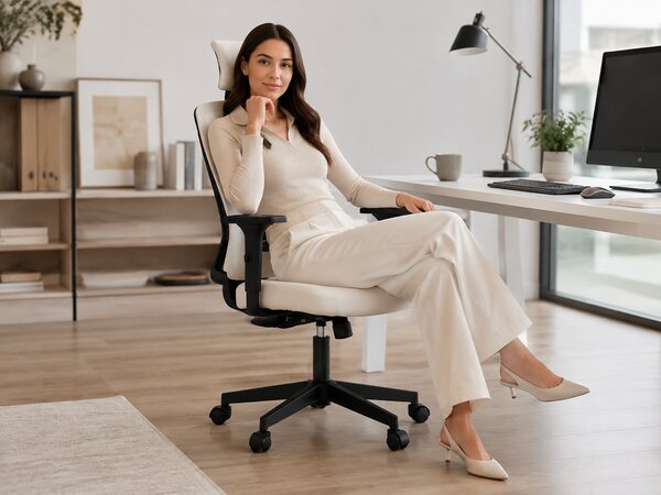 Ergonomická kancelářská židle ARLO - béžová látka