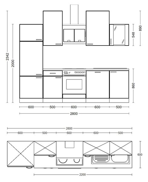 KUCHYŇSKÁ LINKA NEPAL 280 280 cm FlexWell - Online Only kuchyňské linky, Online Only