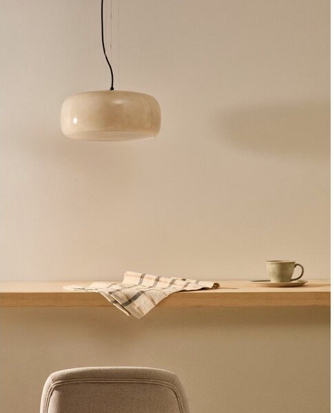 LED závěsné svítidlo šedobéžové se skleněným stínidlem ø 38 cm Reig – Kave Home