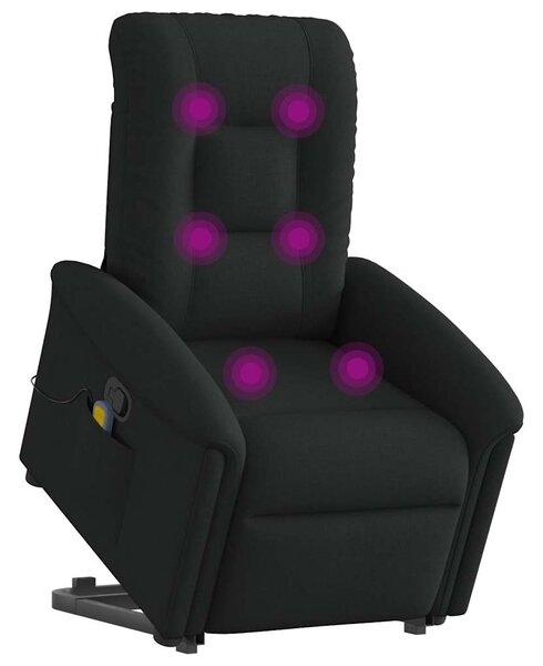 Zvedací masážní polohovací křeslo černé textil 3303266