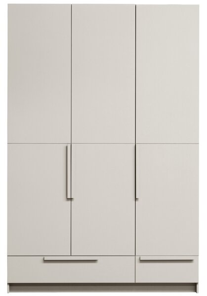 WOOOD Světle šedá dřevěná šatní skříň Pamela 215 x 142 cm