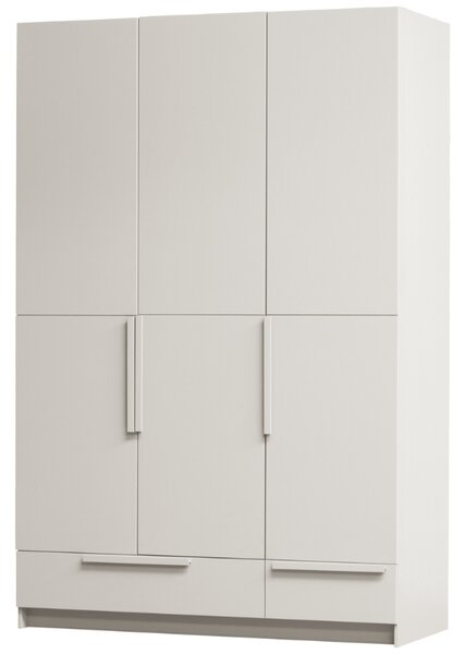 WOOOD Světle šedá dřevěná šatní skříň Pamela 215 x 142 cm