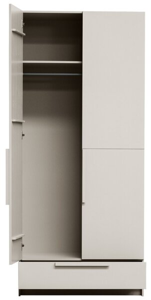-25 % Dny MOMENTI– WOOOD Světle šedá dřevěná šatní skříň Pamela 215 x 95 cm