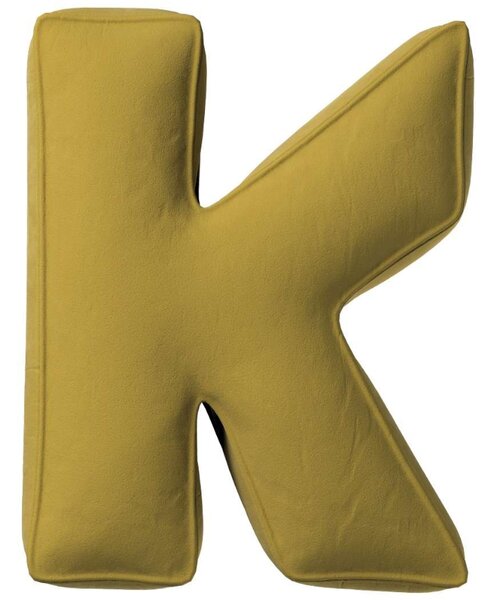 Yellow Tipi Olivově zelený sametový polštář písmeno K 40 cm