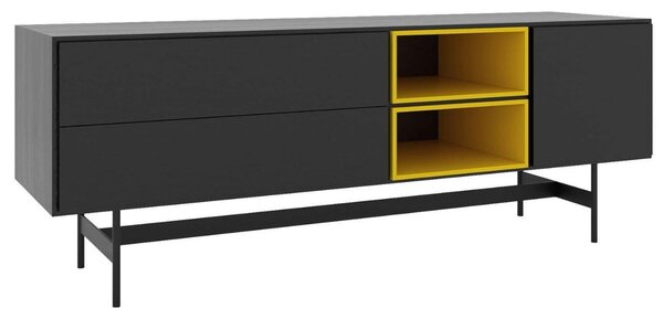 Take Me Home Černo žlutý dubový TV stolek Maya 180 x 50 cm