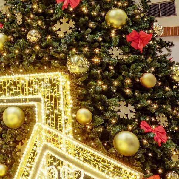 DECOLED Vánoční ozdoba vločka zlatá kovová 20 cm, venkovní