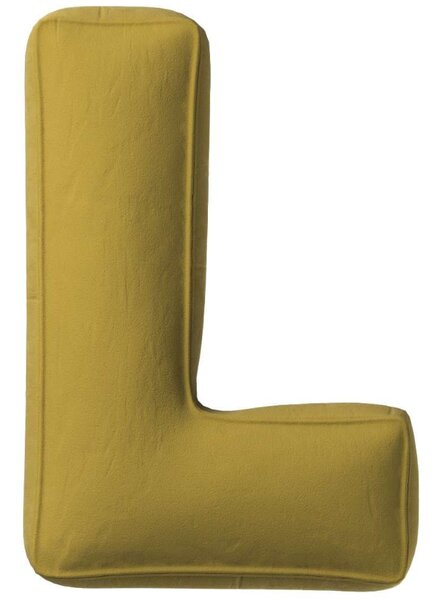 Yellow Tipi Olivově zelený sametový polštář písmeno L 40 cm
