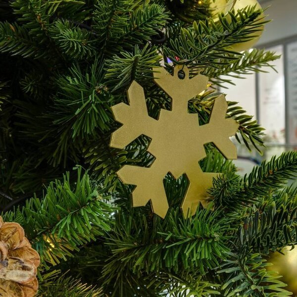 DECOLED Vánoční ozdoba vločka zlatá kovová 20 cm, venkovní