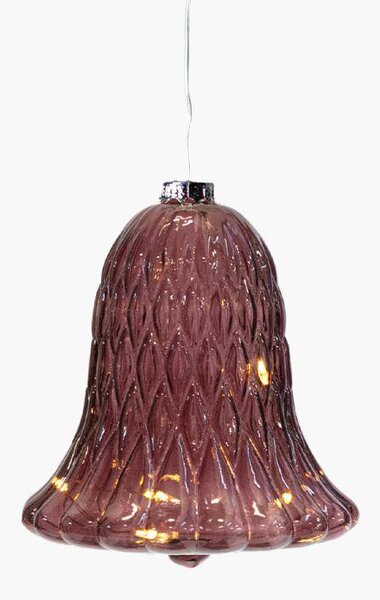 SIRIUS LED skleněný zvonek vínový Ø 9 × 10 cm, 5 diod, IP20 interiér, 1× AAA