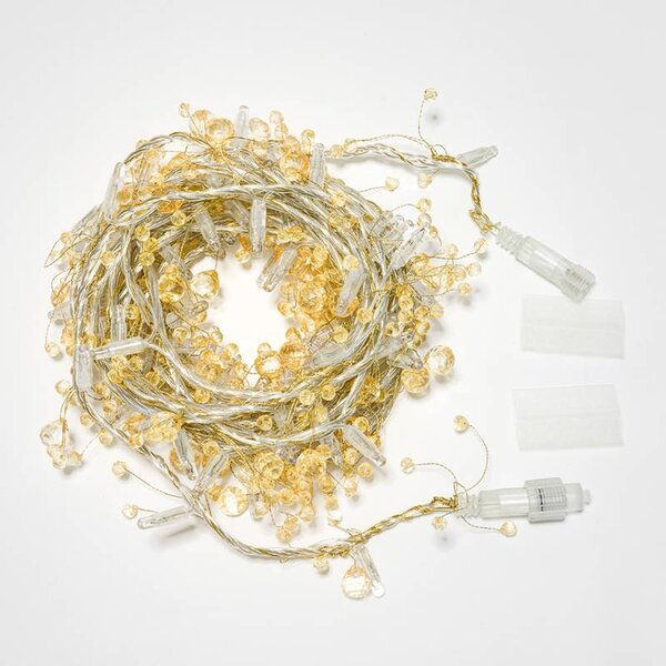 DECOLED Eco Fix světelný řetěz venkovní s krystalky, 8 m, teple bílá, 80 diod, 36 V, čirý kabel, IP44