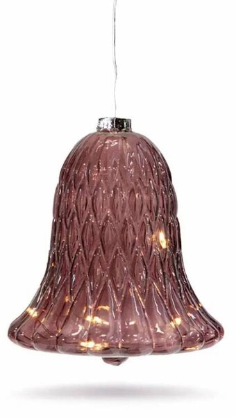 SIRIUS LED skleněný zvonek vínový Ø 9 × 10 cm, 5 diod, IP20 interiér, 1× AAA