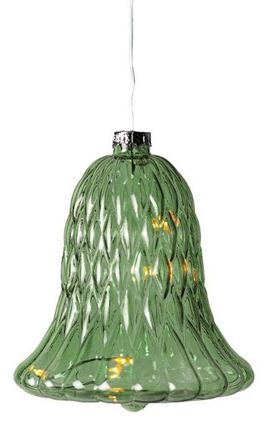 SIRIUS LED skleněný zvonek, zelený, Ø 9 × 10 cm, 5 diod, IP20 interiér, 1× AAA