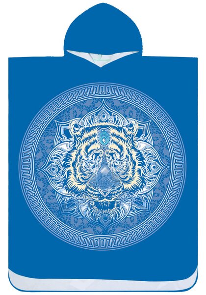Plážové pončo TIGER modré 80x145 cm
