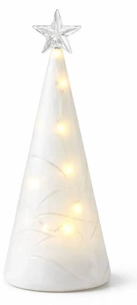 LED svítící stromeček skleněný, bílý, 22 cm, čirá hvězda