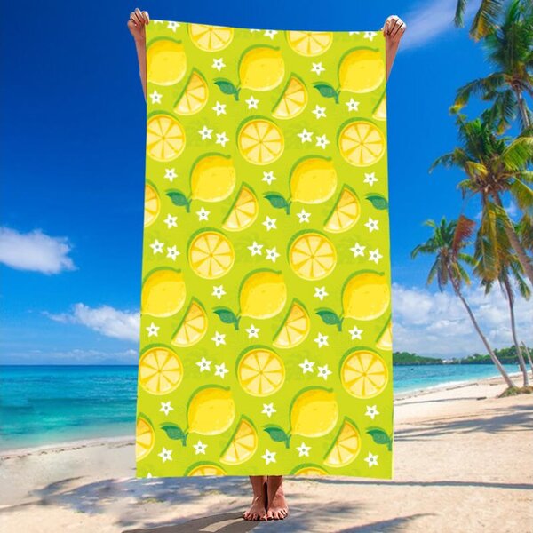 Plážový set LEMONS – osuška 100×180 cm a pončo 80×145 cm, zelený