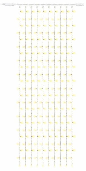 DECOLED Easy Fix LED světelný závěs venkovní, 100 × 300 cm, teple bílá, 300 diod, bílý kabel, IP67, prodlužovací