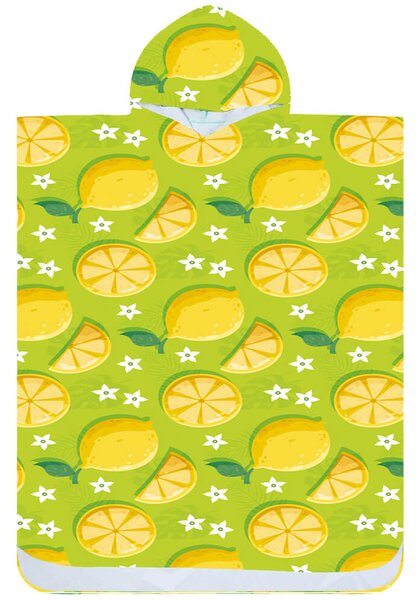 Plážový set LEMONS – osuška 100×180 cm a pončo 80×145 cm, zelený