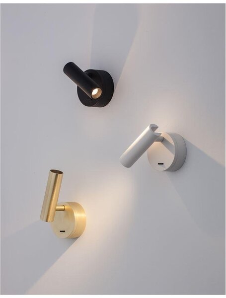 NV 9030203 Bodové svítidlo CLIP saténový mosazný hliník LED Philips 3W vypínač na těle 3000K IP20 - NOVA LUCE