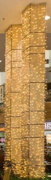 Easy Fix LED světelný závěs venkovní, 100 × 400 cm, teple bílá, 880 diod, 11 pramenů, čirý kabel, IP20, prodlužovací