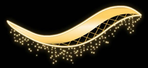 Easy Fix 2D LED světelný převěs vlna, 270 × 135 × 4 cm, teple bílá, hliník, zlatá, interiér