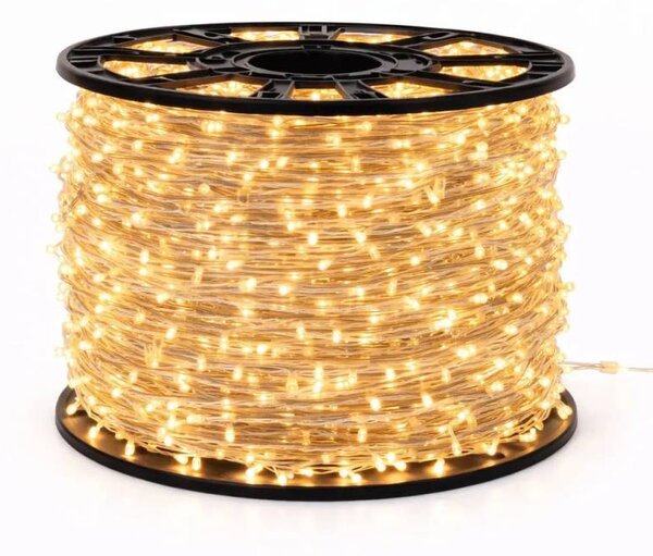 Easy Fix interiérový LED světelný řetěz, 100 m, teple bílá, 2000 diod, čirý kabel, IP20, cívka
