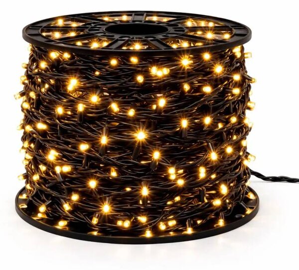 DECOLED Easy Fix LED světelný řetěz venkovní, 100 m, teple bílá s FLASH, 1000 diod, černý kabel, IP67, cívka