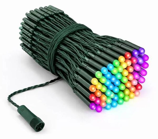Barevná světýlka venkovní Twinkly strings PRO 25 m, RGB 250 diod, tmavě zelený kabel, IP44