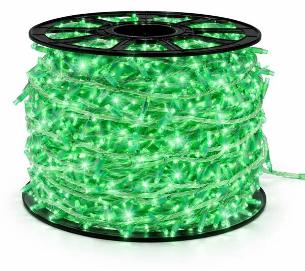 Easy Fix LED světelný řetěz, 100 m, venkovní, zelený, 2000 diod, bílý kabel, IP67l, cívka