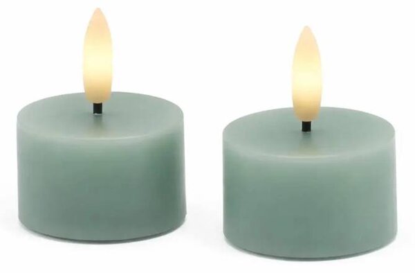 SIRIUS Sada LED čajové svíčky na baterie Sille Tealight, Ø 4,5 × 2,2 cm, pískově zelená, z pravého vosku, balení 2 ks