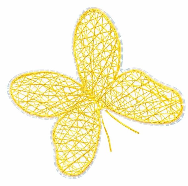 Easy Fix 3D světelný motýl žlutý 80 cm velikonoční dekorace fiberglass, ledově bílá LED, sklolaminát a hliníkový rám