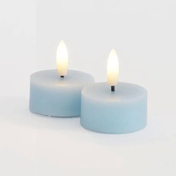 SIRIUS Sada LED čajové svíčky na baterie Sille Tealight, Ø 4,5 × 2,2 cm, modrá obloha, z pravého vosku, balení 2 ks
