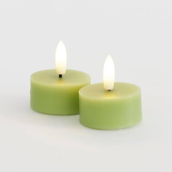 SIRIUS Sada LED čajové svíčky na baterie Sille Tealight, Ø 4,5 × 2,2 cm, jarní zelená, z pravého vosku, balení 2 ks