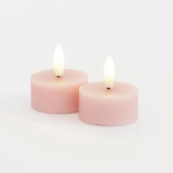 SIRIUS Sada LED čajové svíčky na baterie Sille Tealight, Ø 4,5 × 2,2 cm, světle růžové, z pravého vosku, balení 2 ks