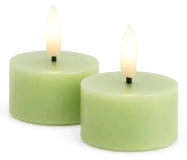 SIRIUS Sada LED čajové svíčky na baterie Sille Tealight, Ø 4,5 × 2,2 cm, jarní zelená, z pravého vosku, balení 2 ks