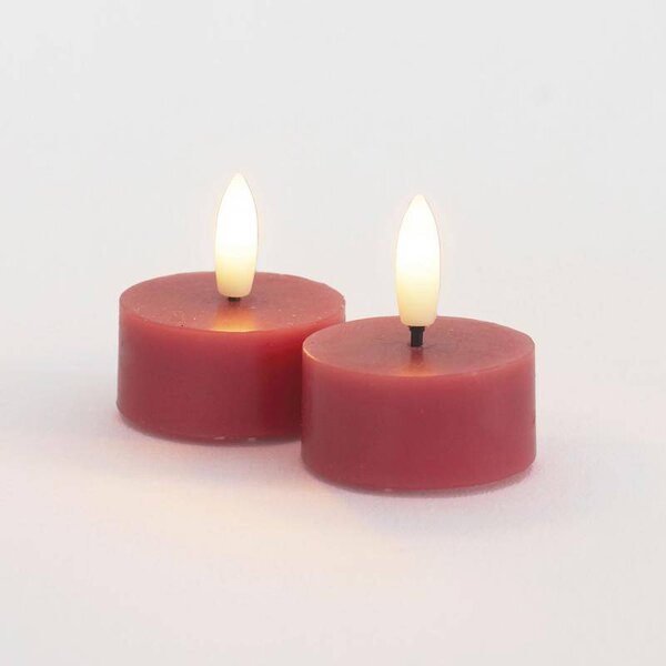 SIRIUS Sada LED čajové svíčky na baterie Sille Tealight, Ø 4,5 × 2,2 cm, švestkové, z pravého vosku, balení 2 ks