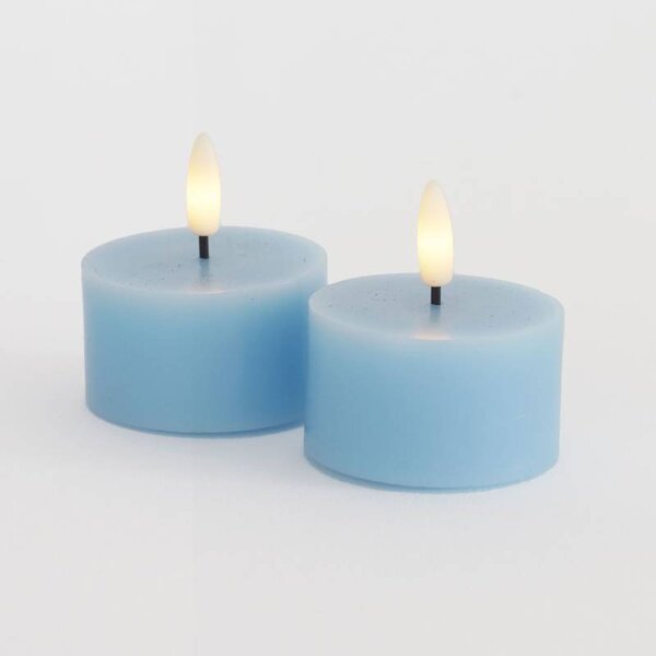 SIRIUS Sada LED čajové svíčky na baterie Sille Tealight, Ø 6 × 3,4 cm, modrá obloha, z pravého vosku, balení 2 ks