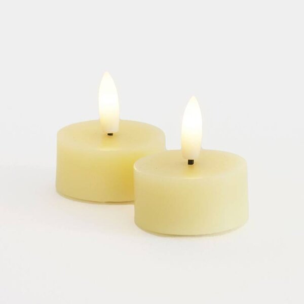 SIRIUS Sada LED čajové svíčky na baterie Sille Tealight, Ø 4,5 × 2,2 cm, jemně žlutá, z pravého vosku, balení 2 ks