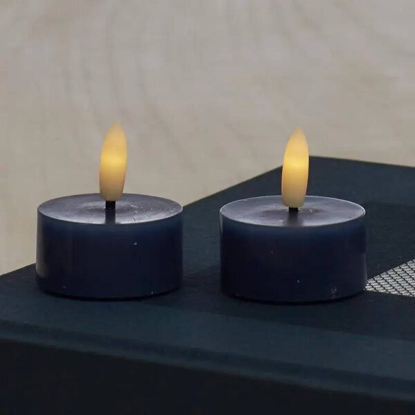 SIRIUS Sada LED čajové svíčky na baterie Sille Tealight, Ø 4,5 × 2,2 cm, hluboký oceán, z pravého vosku, balení 2 ks