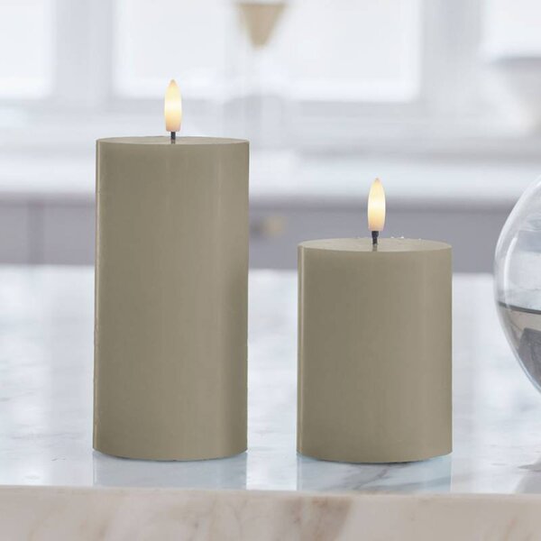 SIRIUS Sada LED čajové svíčky na baterie Sille Tealight, Ø 4,5 × 2,2 cm, teple šedá, z pravého vosku, balení 2 ks