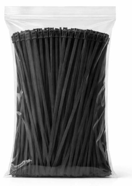 Plastové stahovací pásky dlouhé 4,8 mm × 37 cm černá univerzální venkovní, balení 100 ks