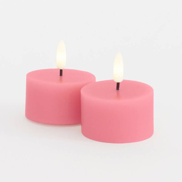 SIRIUS Sada LED čajové svíčky na baterie Sille Tealight, Ø 6 × 3,4 cm, starorůžová, z pravého vosku, balení 2 ks