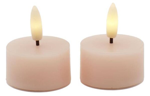 SIRIUS Sada LED čajové svíčky na baterie Sille Tealight, Ø 4,5 × 2,2 cm, tmavá broskev, z pravého vosku, balení 2 ks
