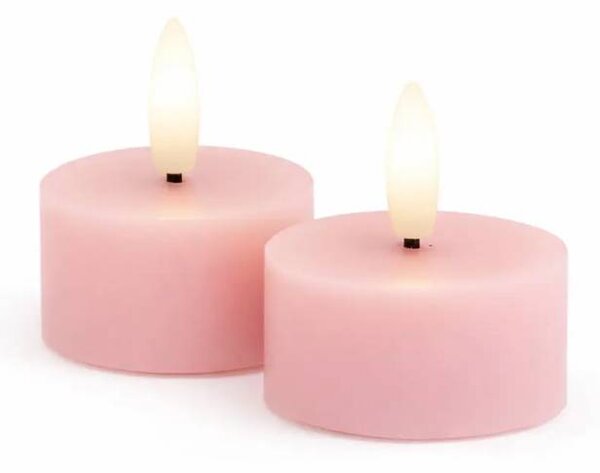 SIRIUS Sada LED čajové svíčky na baterie Sille Tealight, Ø 4,5 × 2,2 cm, světle růžové, z pravého vosku, balení 2 ks