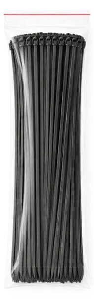 Plastové stahovací pásky dlouhé 4,8 mm × 37 cm černá univerzální venkovní, balení 100 ks